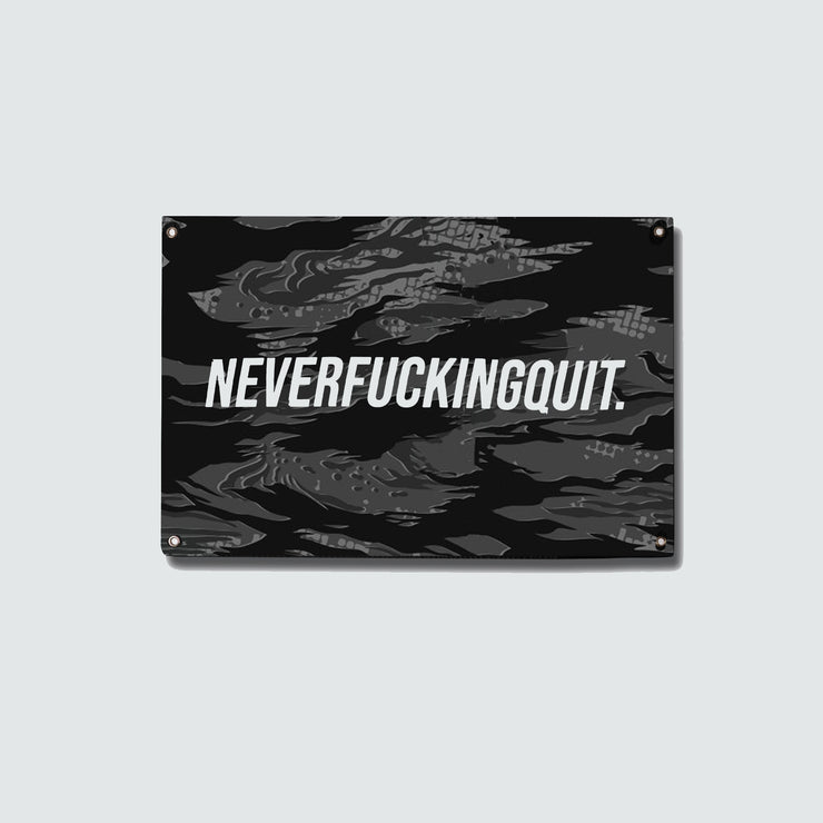 NeverFuckingQuit 3x5 Flag - Tigerstripe/White